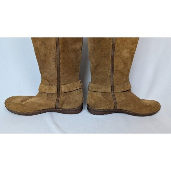 BOC Born sz 8M Riding Boots Brown Suede Leather Buckle Zip Knee High Pirate Boho - Picture 7 of 14
